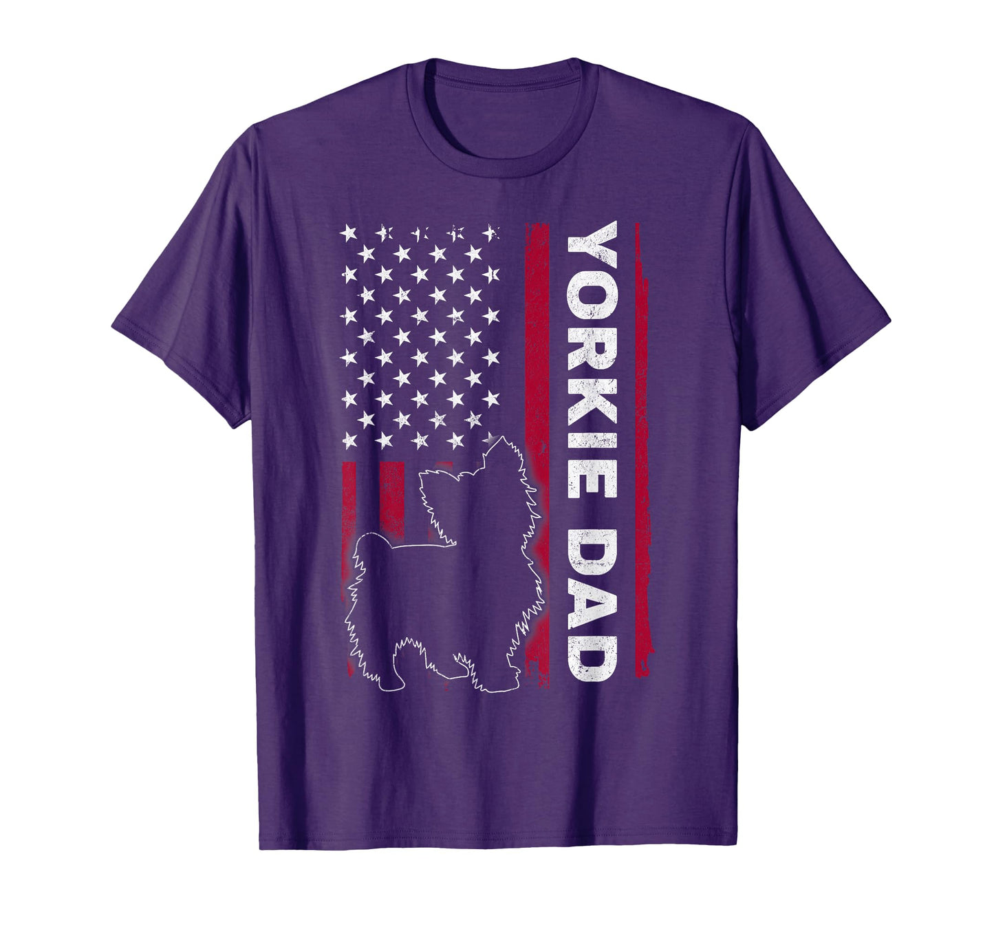 Yorkie Dog Vintage US American Flag Yorkie Dad Fathers Day T-Shirt