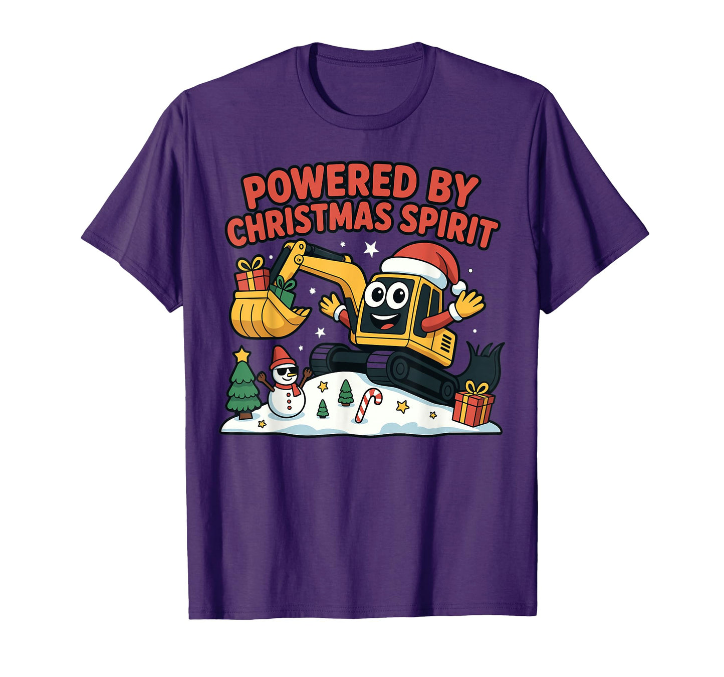 Christmas Spirit Excavator Cartoon Holiday Design T-Shirt