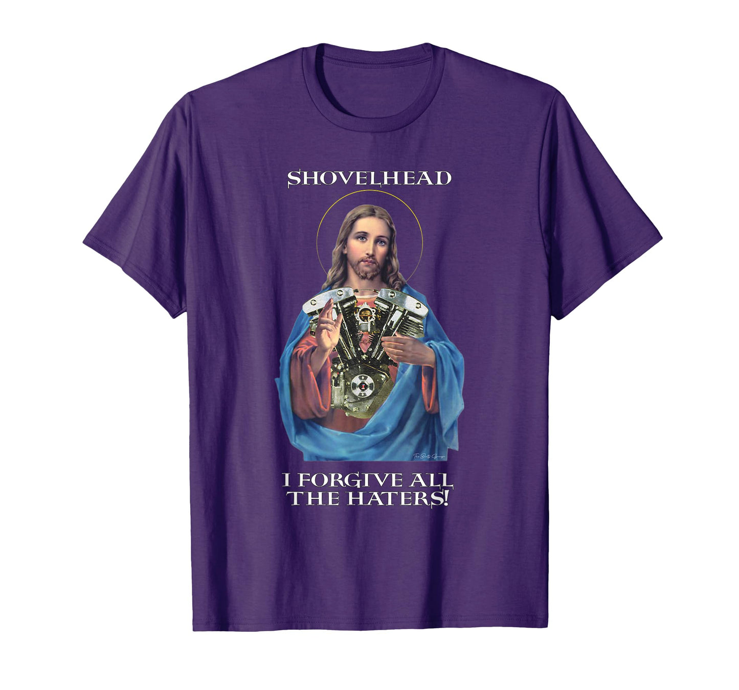 Retro Jesus Shovelhead I Forgive all the haters Biker Gear T-Shirt