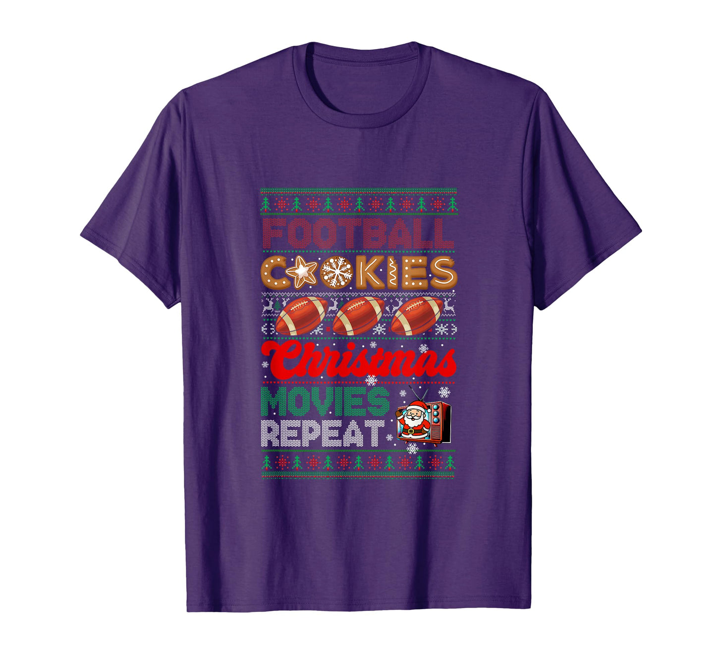 Football Cookies Christmas Movies Repeat Sweater Player T-Shirt
