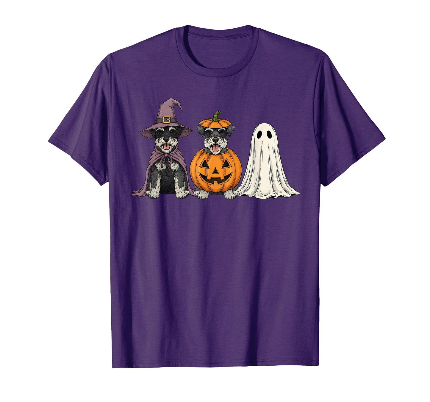 Spooky Ghost Miniature Schnauzer Pumpkin Halloween Dog Lover T-Shirt
