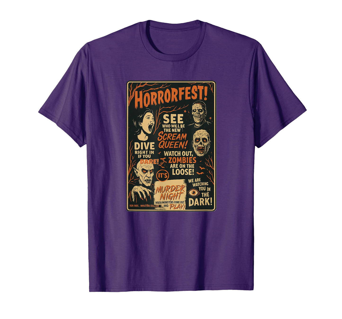 Vintage HorrorFest Poster Style Halloween Graphic T-Shirt