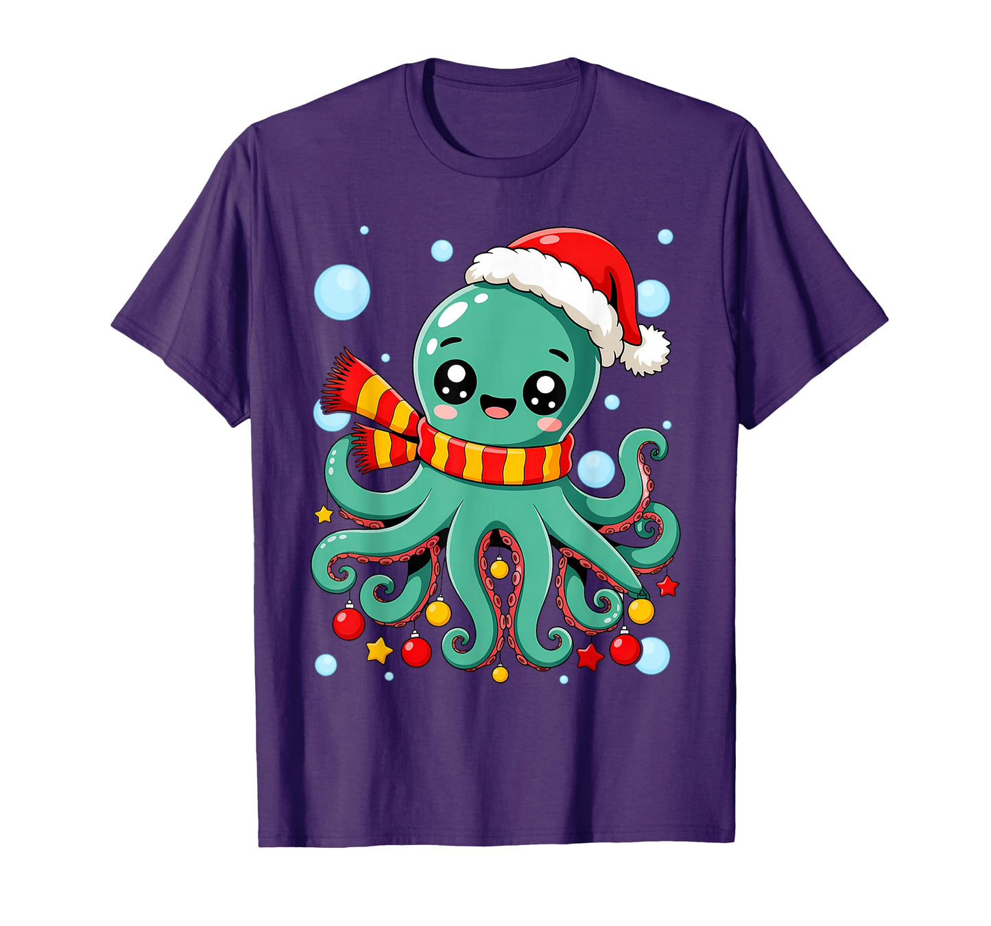 Christmas Tree Octopus Funny Santa Claus Lover T-Shirt