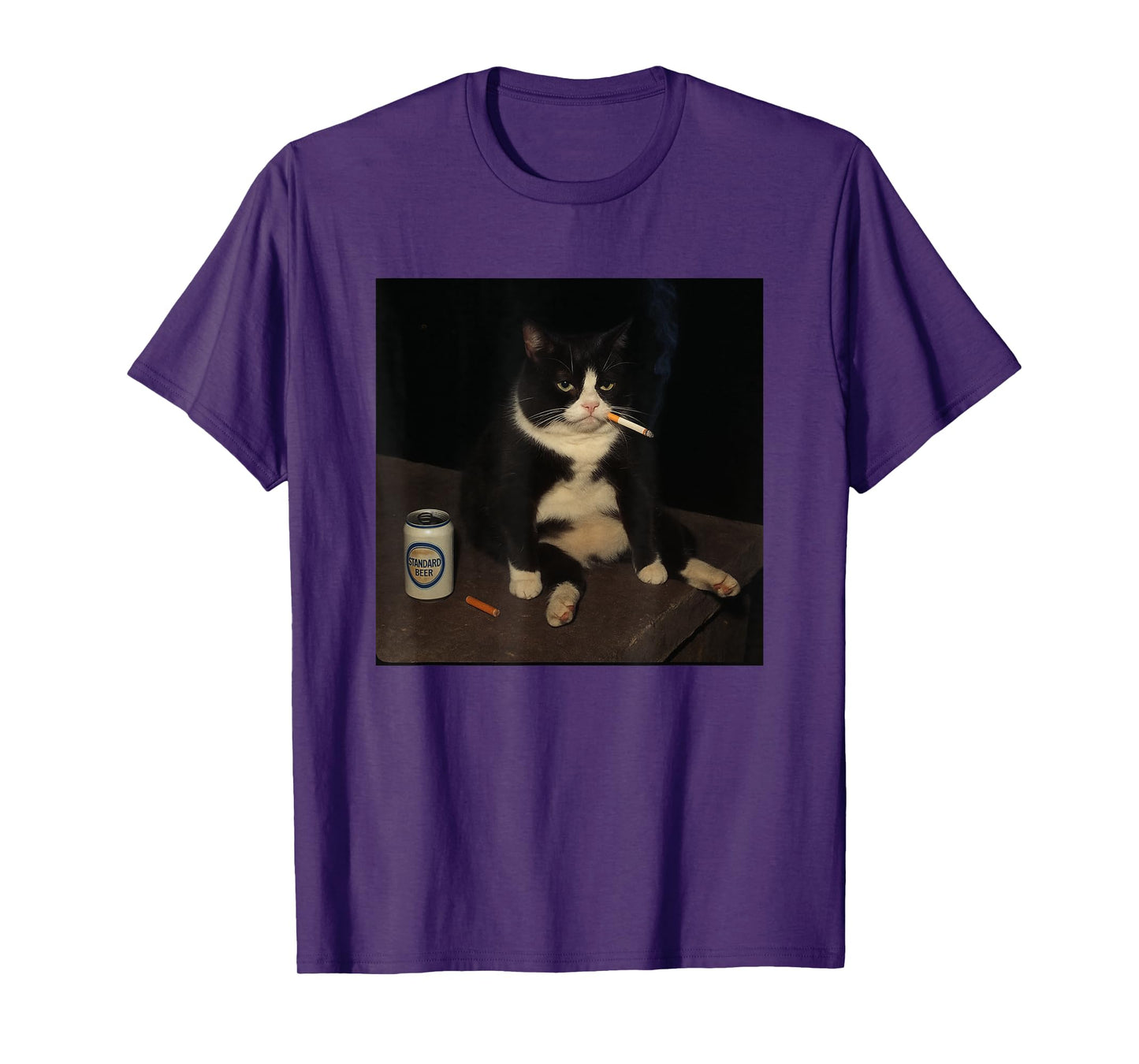 Cigarette Kitten Funny Gen Z Smoking Cat Meme Stupid Beer T-Shirt