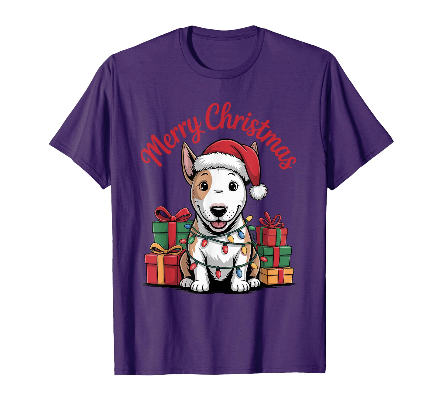Cute Bull Terrier Christmas Funny Bully Dog Lover Holiday T-Shirt