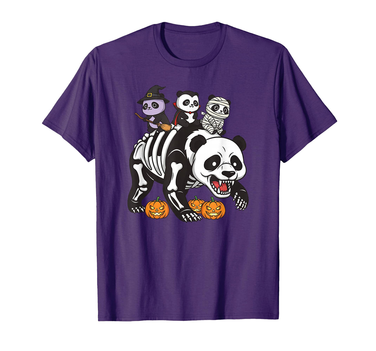 Funny Panda Skeleton Mummy Witch Halloween Kids Mens Womens T-Shirt
