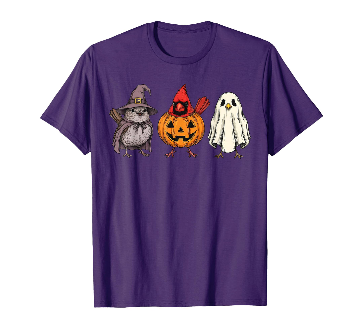 Spooky Ghost Bird Lover Birdwatcher Pumpkin Halloween T-Shirt
