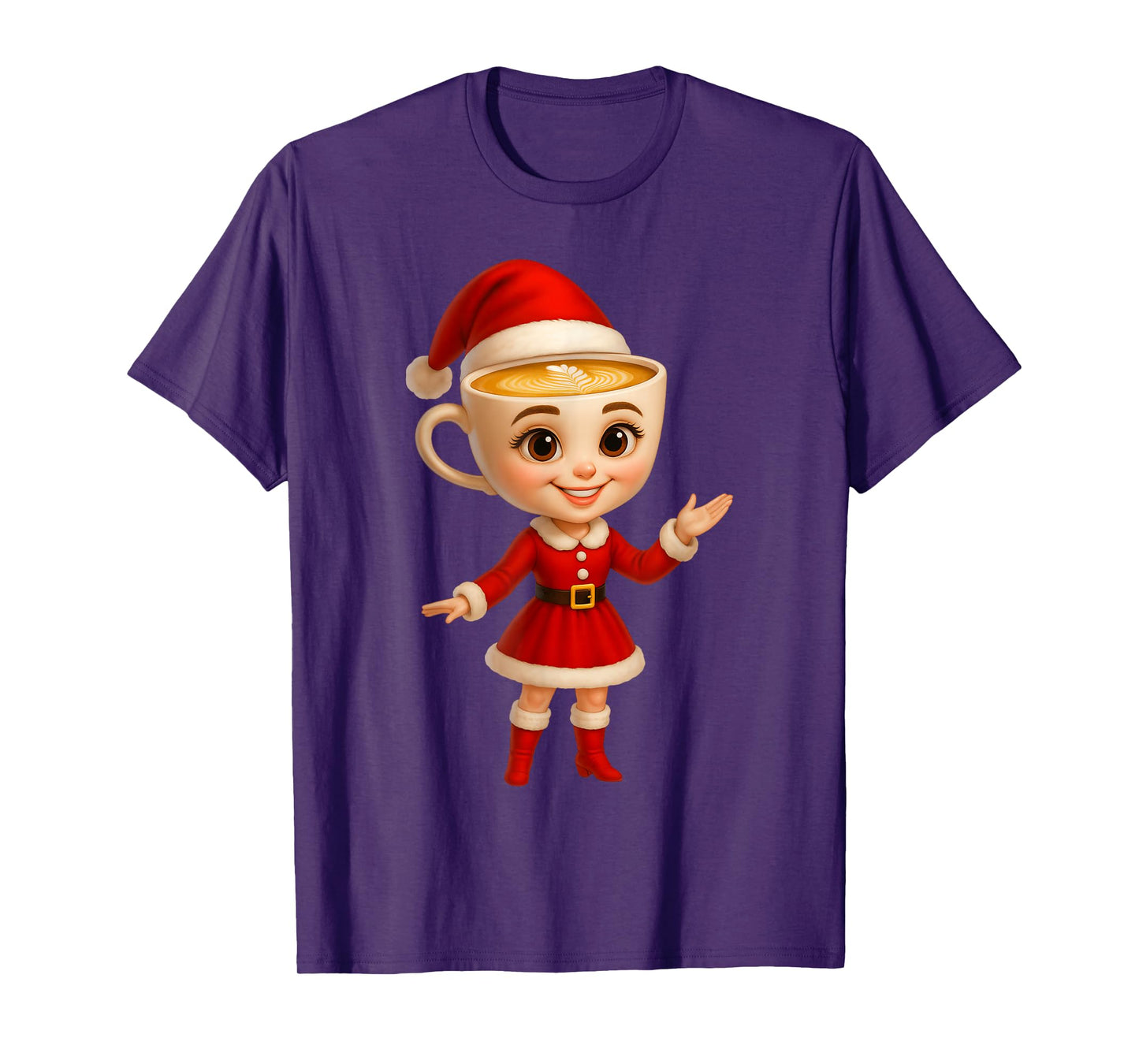 Kids Girls Cute Christmas Ballerina Cappuccina Santa Outfit T-Shirt