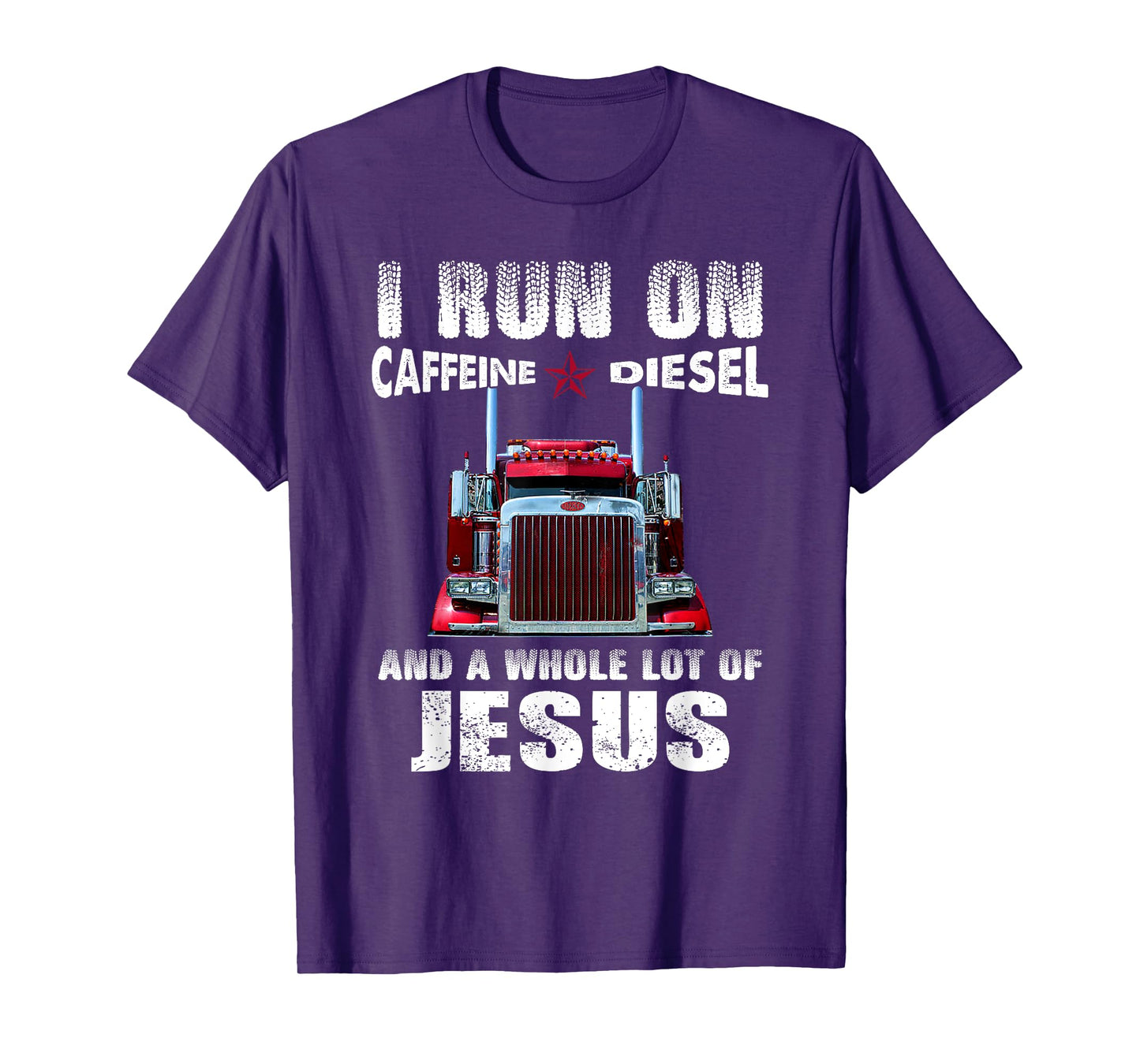 Caffeine Diesel Jesus Christian Trucker Distressed T-Shirt
