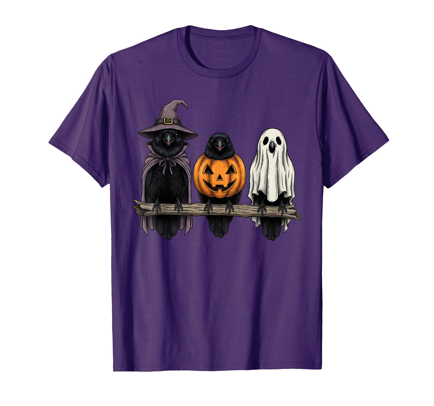 Spooky Ghost Crow Lover Pumpkin Halloween T-Shirt