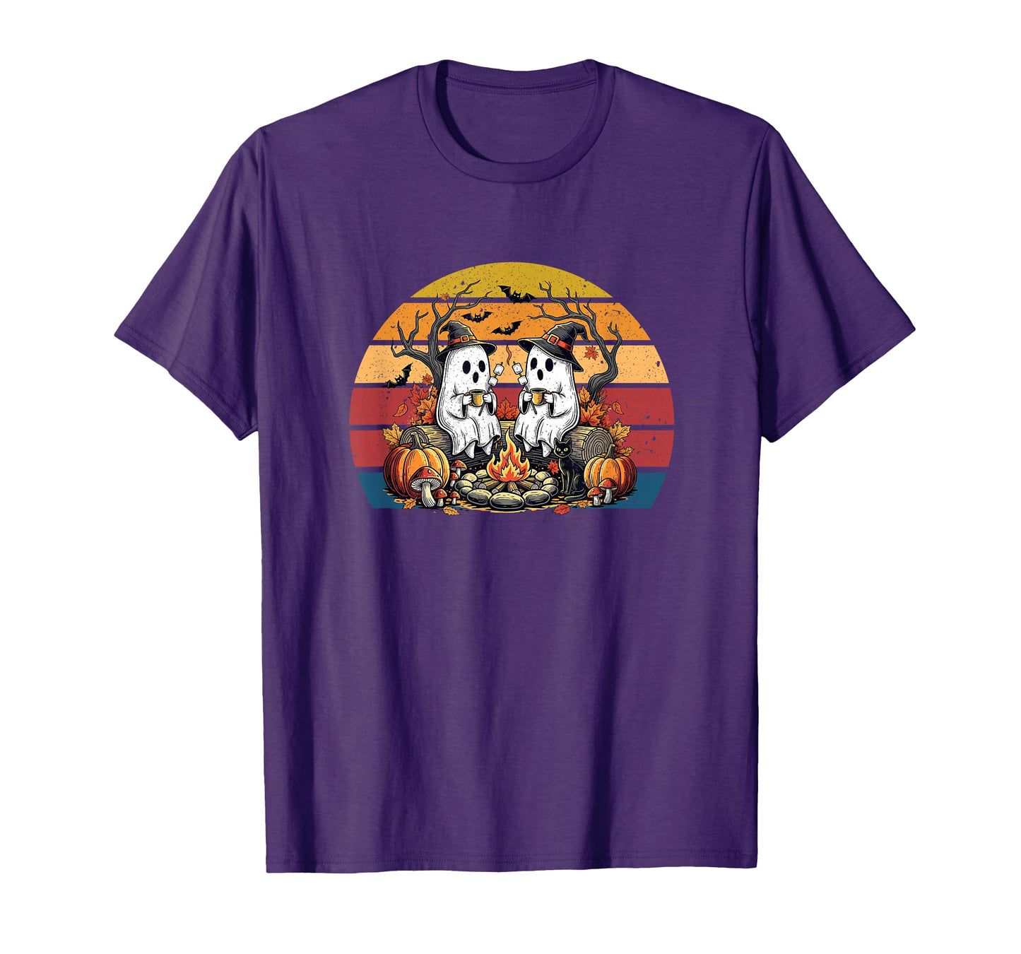 Cute Ghost Camping Campfire Halloween Marshmallow T-Shirt