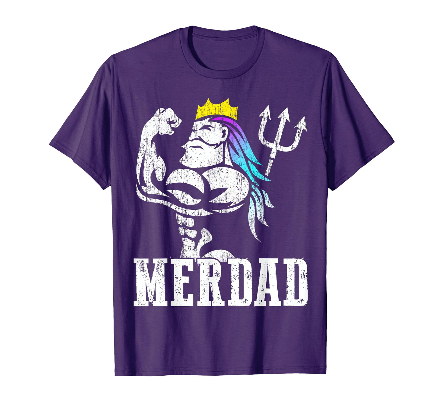 Merdad Papa Mermaid Workout Weightlift New Mer Dad Daughter T-Shirt