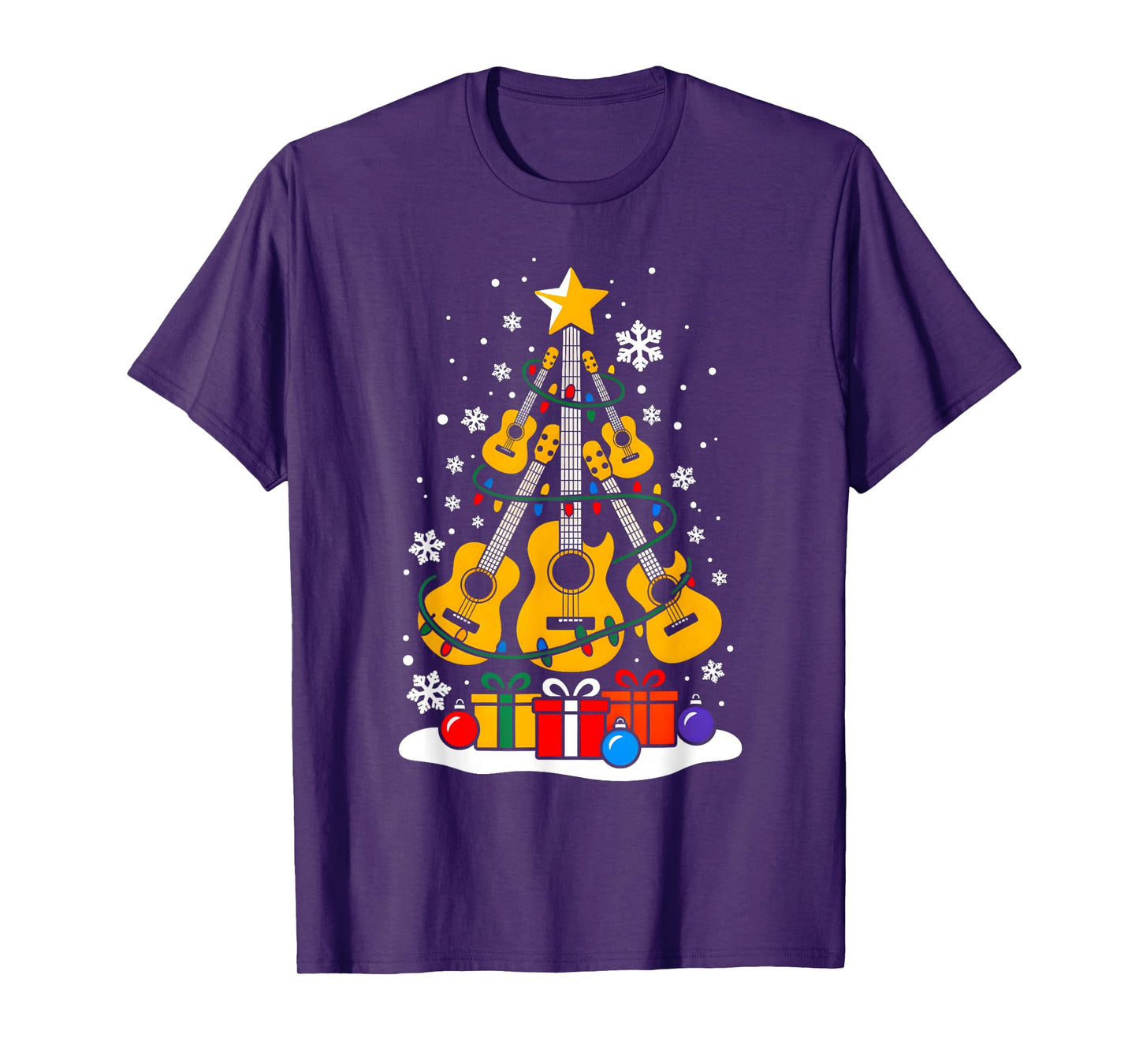 Christmas Guitar Classic Player Xmas Tree Music Lover Santa T-Shirt