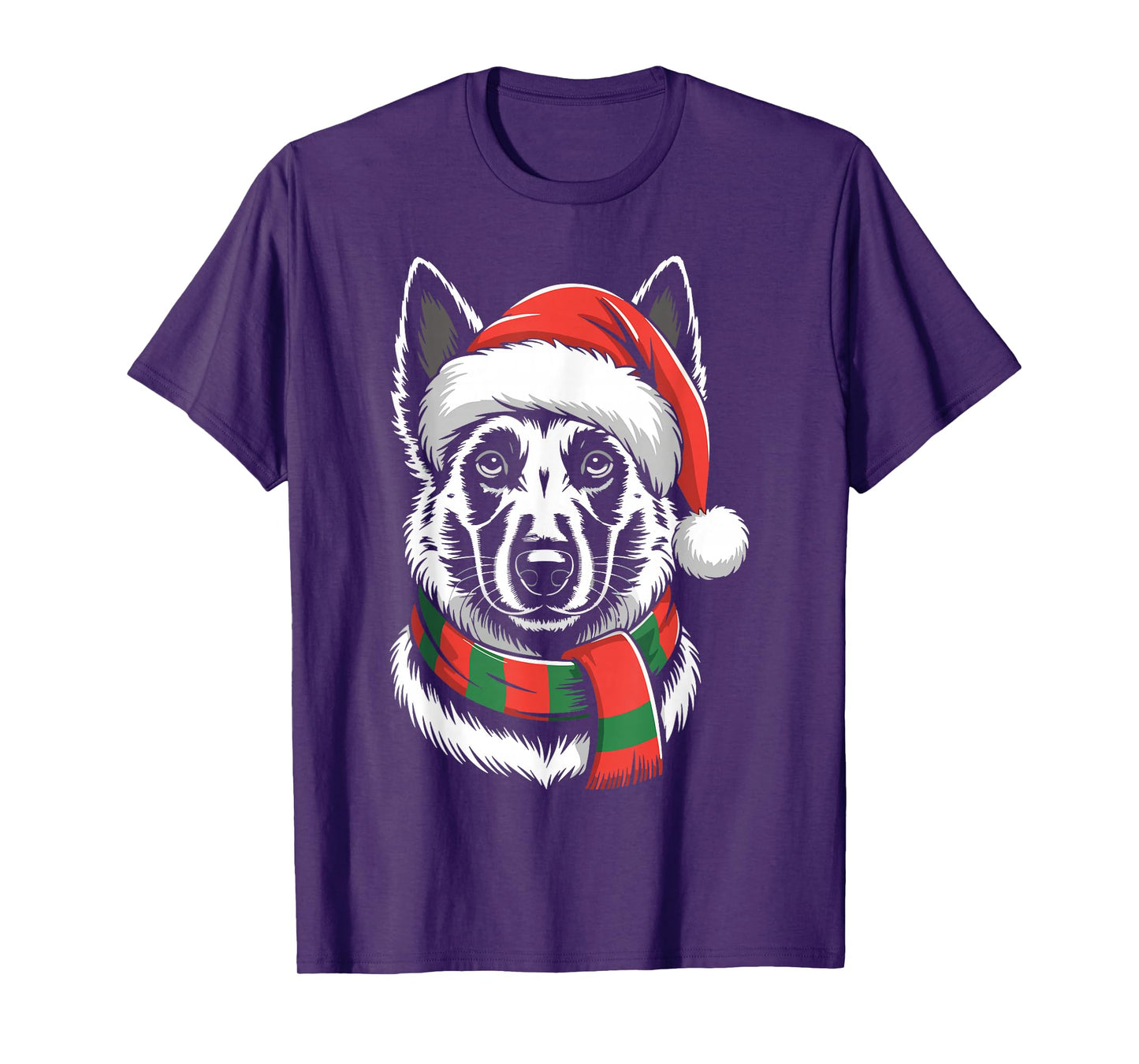 Belgian Malinois Dog Xmas Santa Hat Scarf Christmas Costume T-Shirt