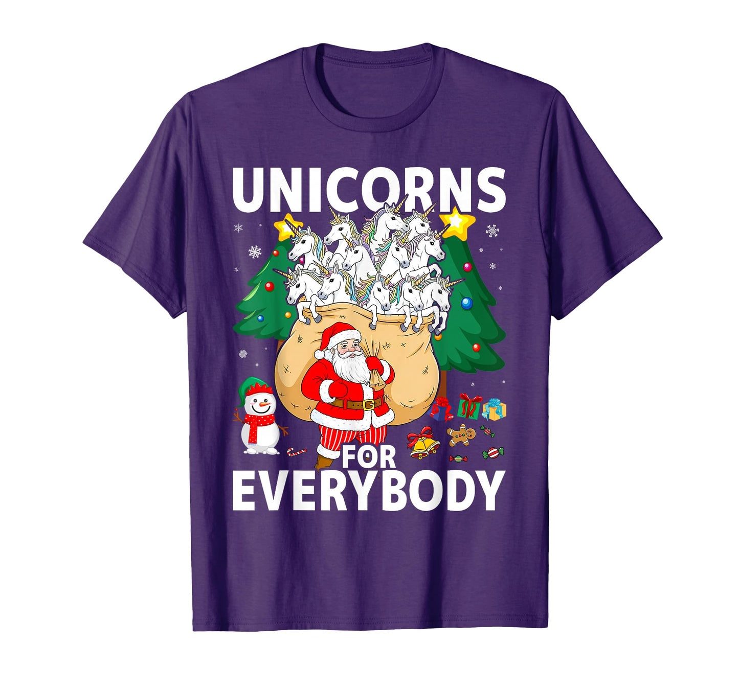 Unicorns for Everybody Santa Sled Funny Christmas Unicorn T-Shirt