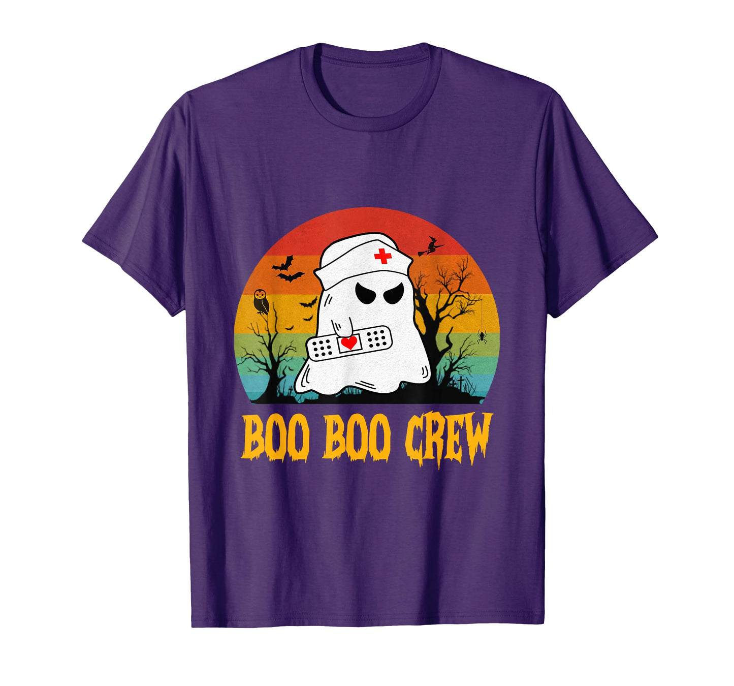 Boo Boo Crew Ghost Nurse Retro Funny Halloween Costume Women T-Shirt