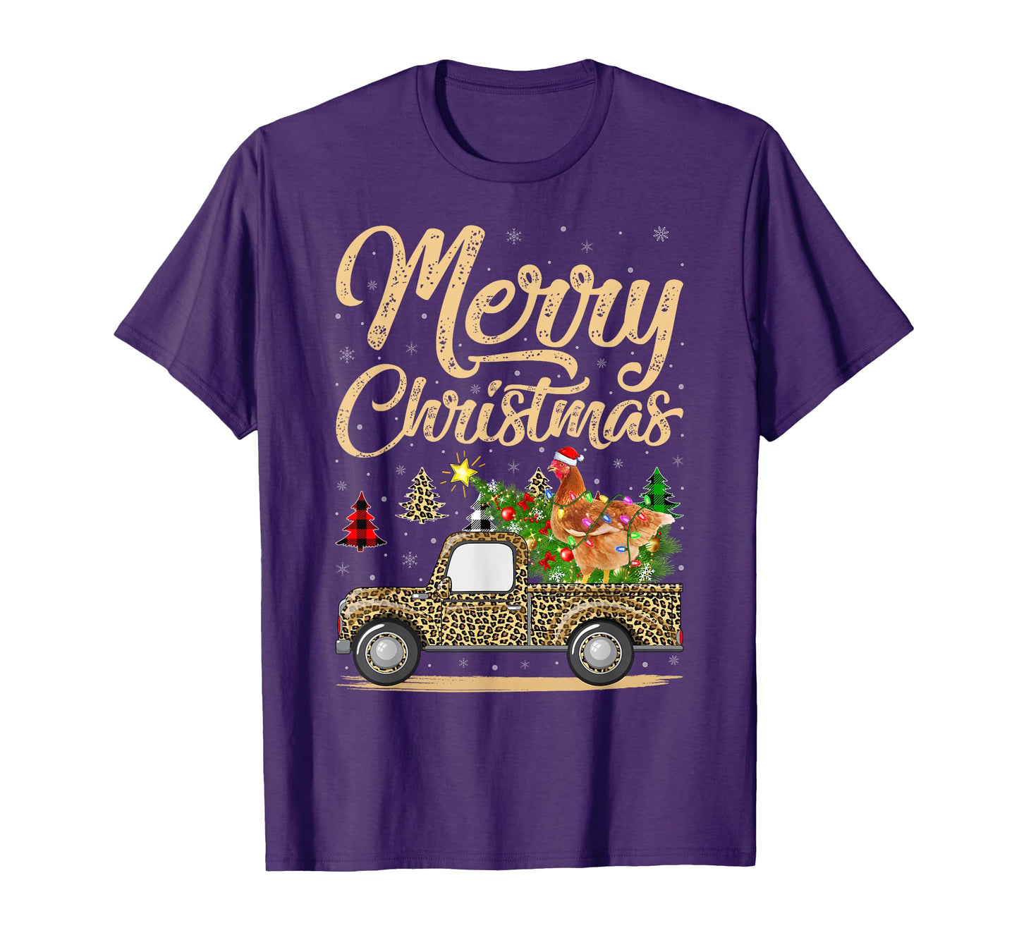Chicken Christmas Tree Leopard Truck Xmas Pajamas Christmas T-Shirt