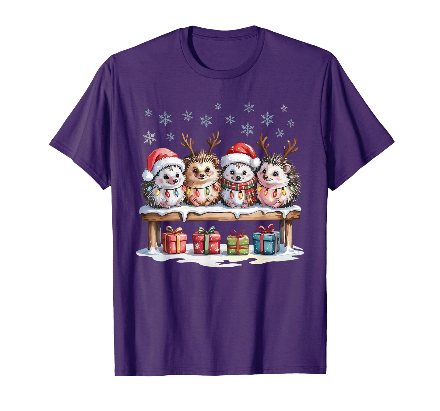 Cute Hedgehog Christmas Pet Lovers Funny Holiday Pajamas T-Shirt