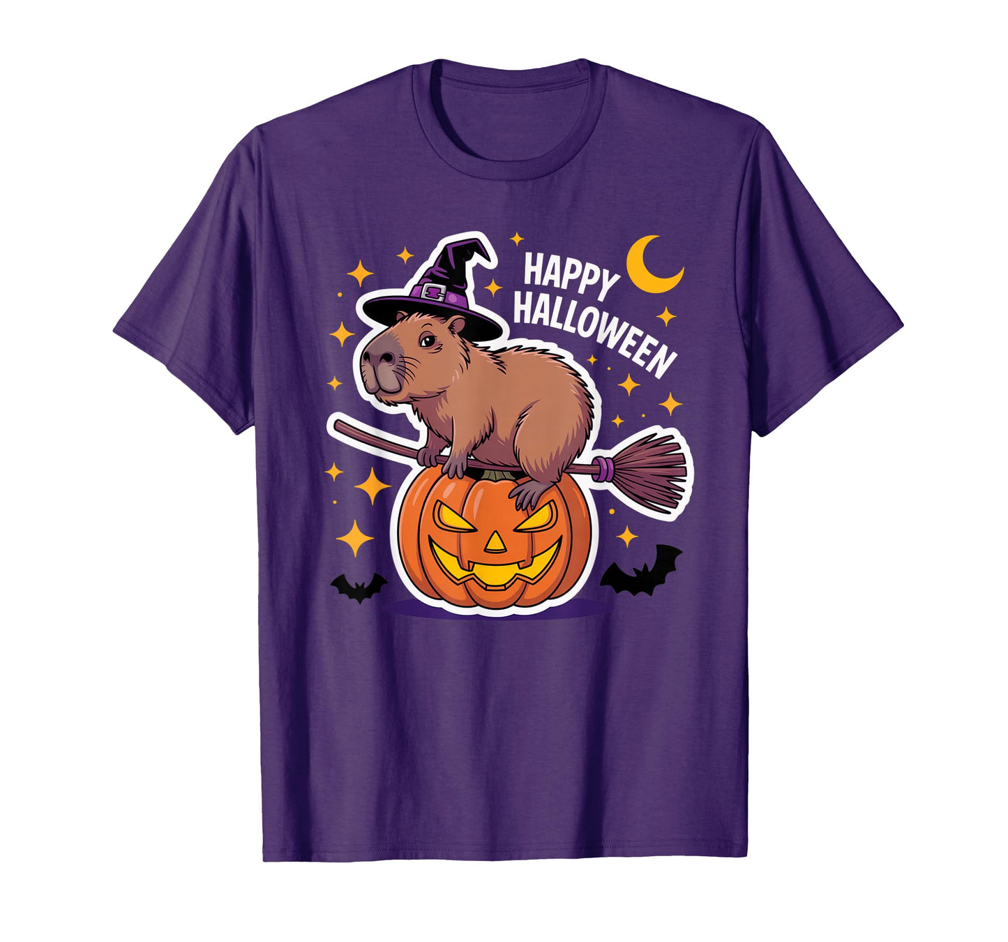 Funny Capybara Witch Flying on Broomstick T-Shirt