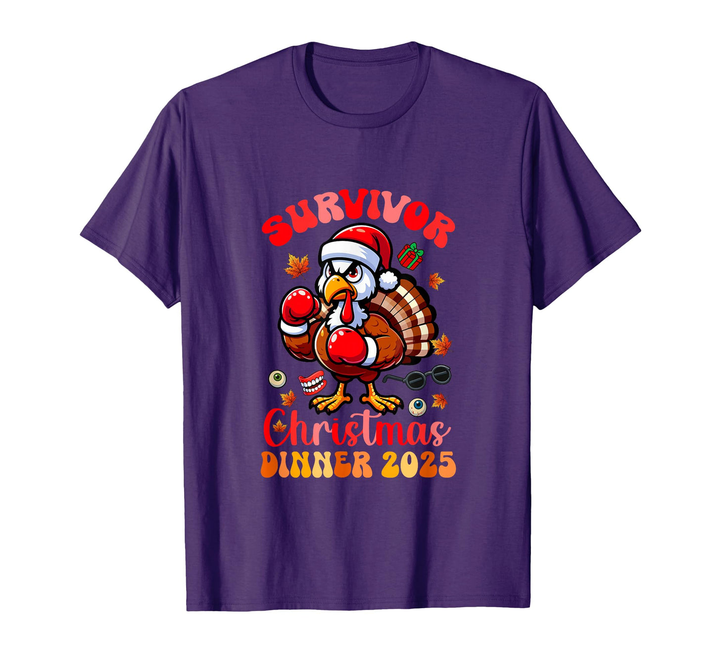 Survivor Christmas Dinner 2025 Santa Turkey Boxer Colorful T-Shirt