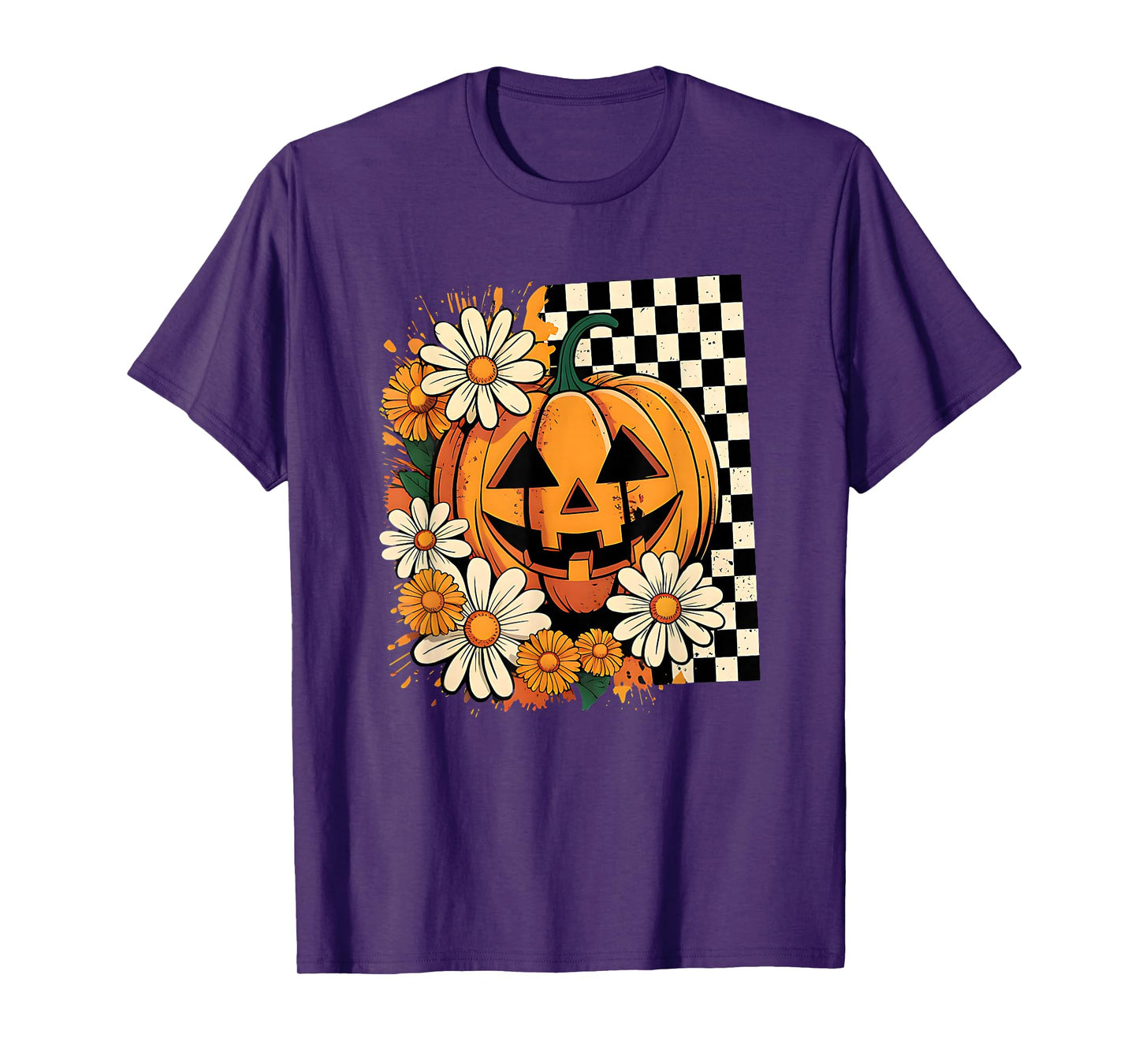 Retro Pumpkin Halloween Costume Skeleton Ghost Witch Horror T-Shirt
