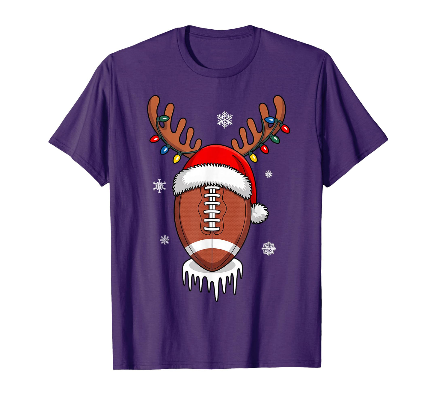 Football Player Ball Santa Hat Xmas Boys Men Women Christmas T-Shirt