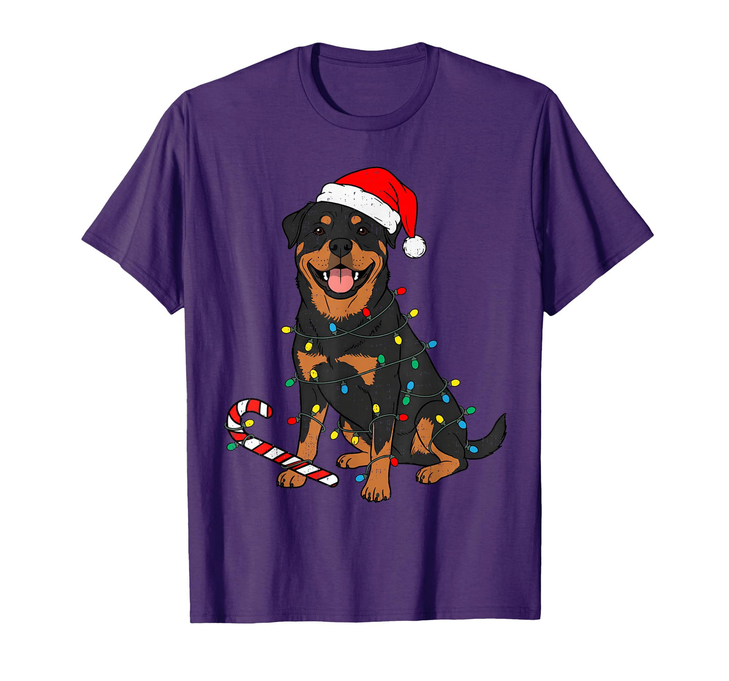 Rottweiler Dog Christmas Lights Santa Xmas Pet Dog Lover T-Shirt