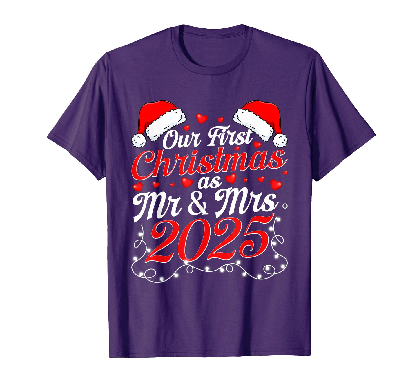 Our First Christmas as Mr & Mrs 2025 Couple Matching Pajamas T-Shirt