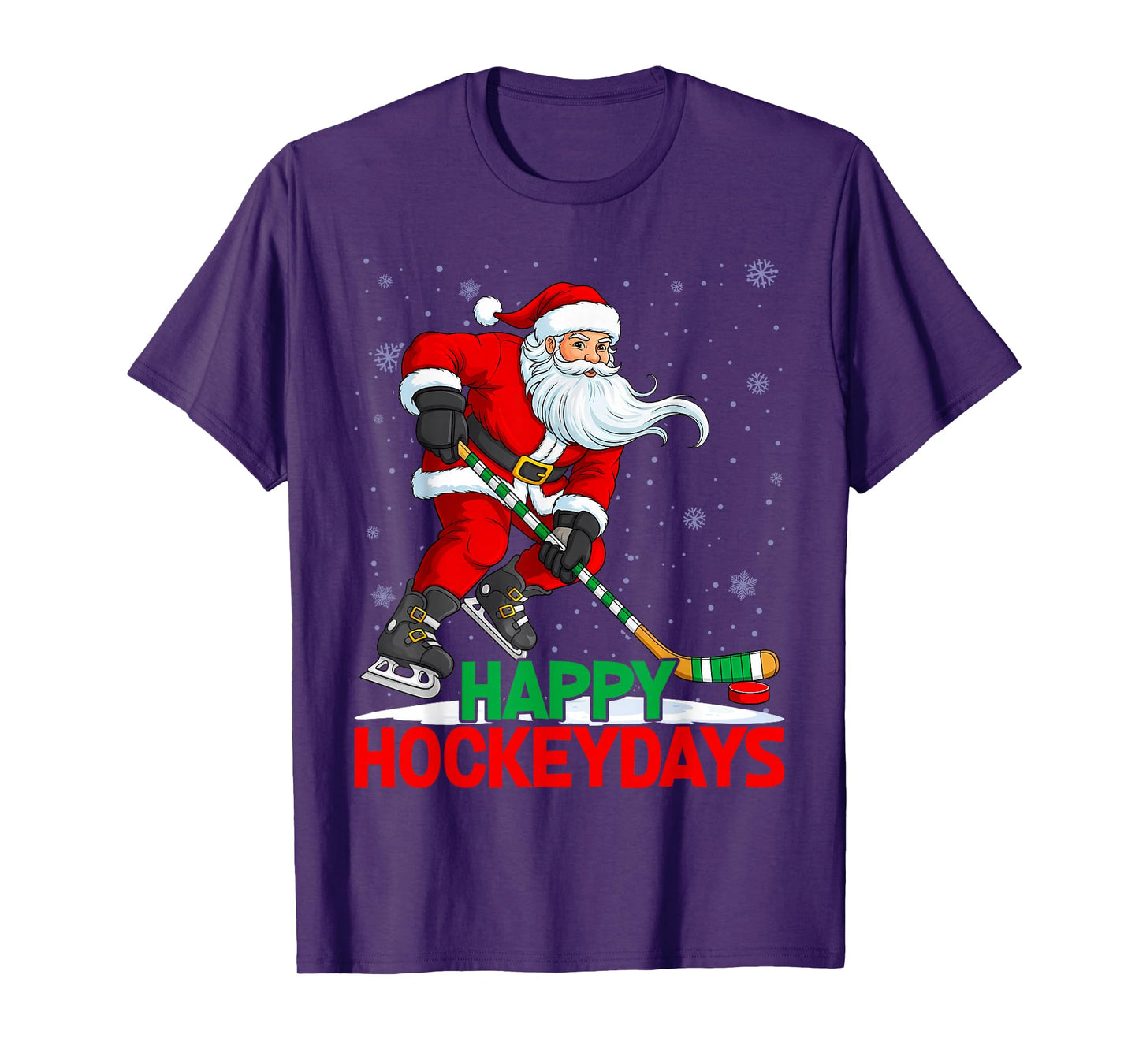 Funny Santa Claus Ice Hockey Happy Hockeydays Christmas T-Shirt