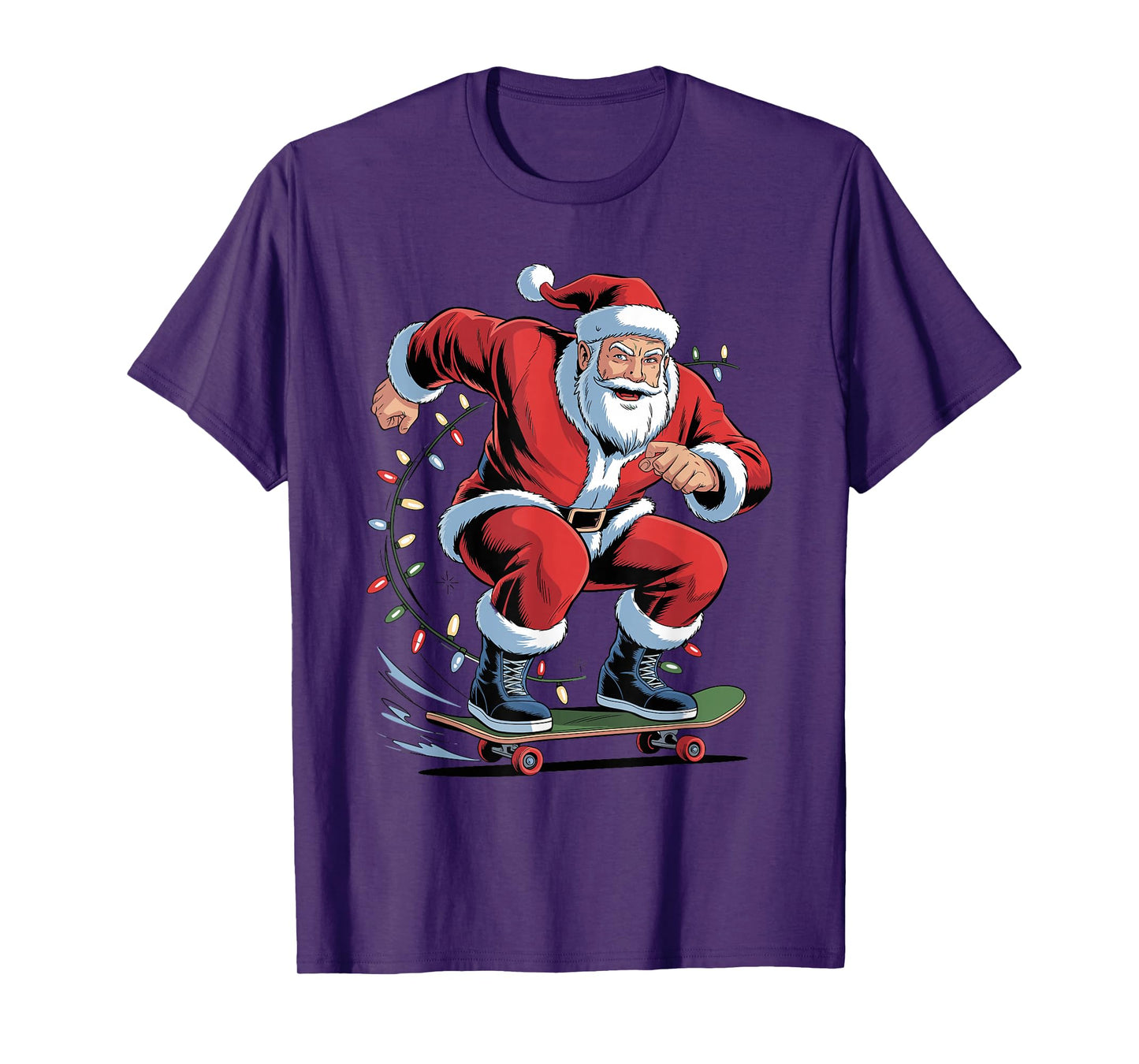 Funny Santa Skater Skateboarding Lover Christmas Xmas Pajama T-Shirt