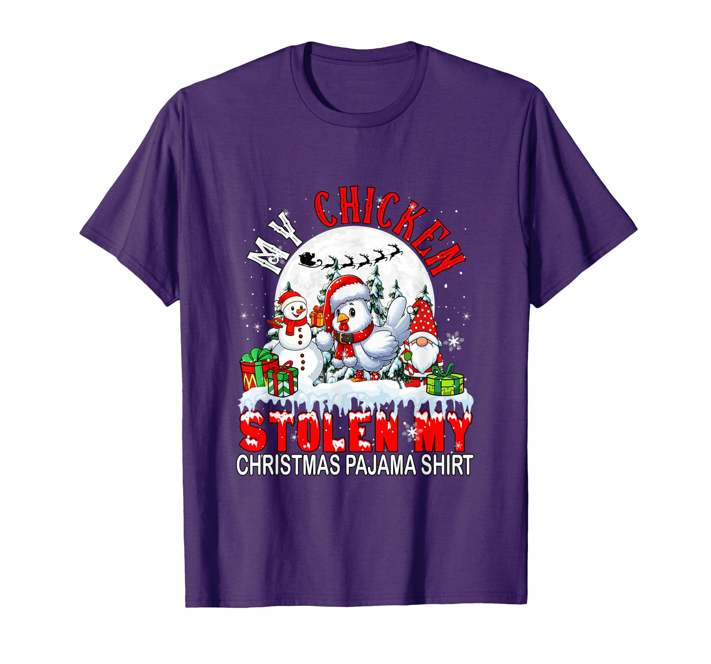 My Chicken Stolen My Christmas Pajama Shirt Santa Farmer T-Shirt