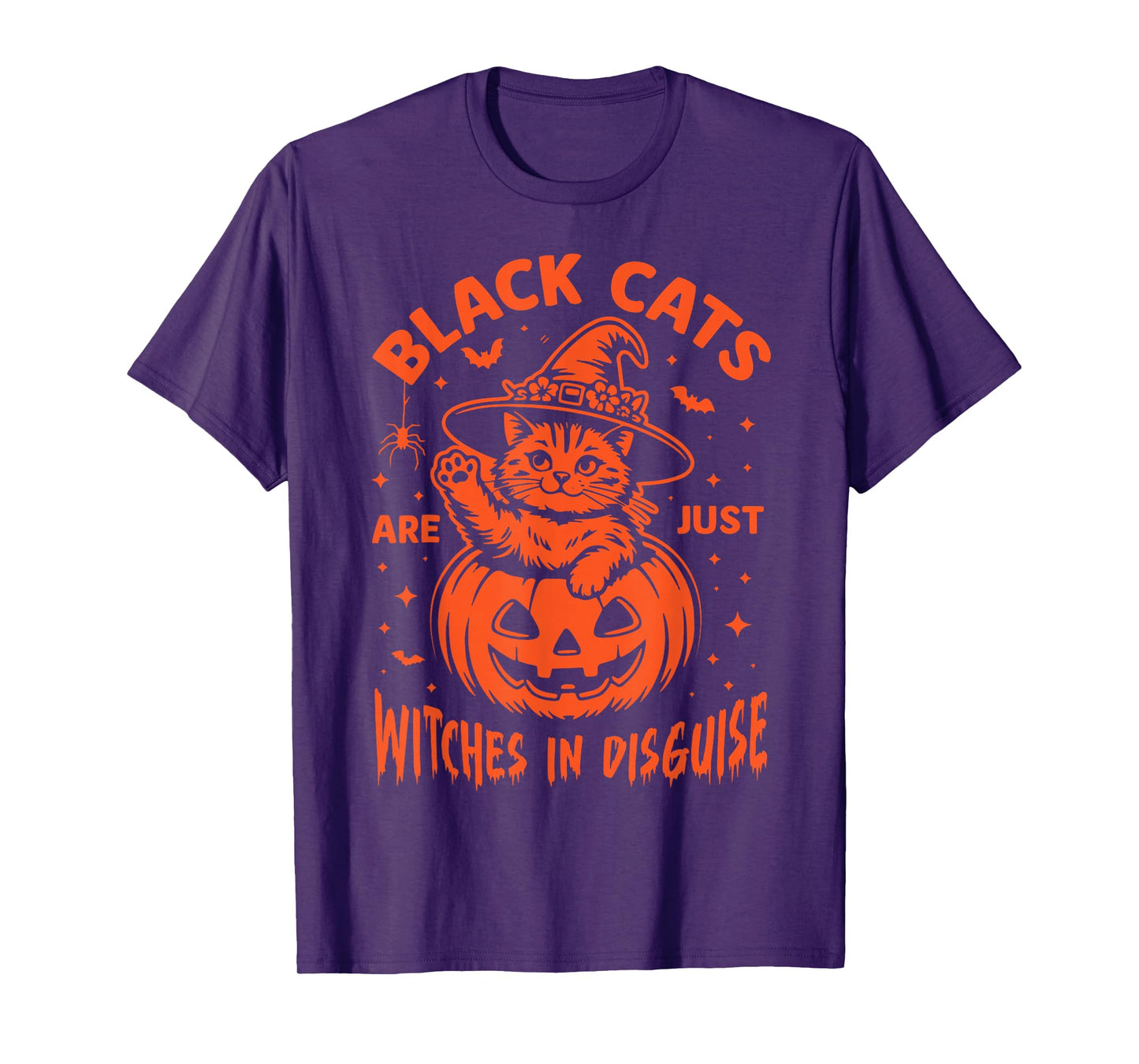 Halloween Pumpkin Black Cat Print with Hat Witch, Pet Owner T-Shirt