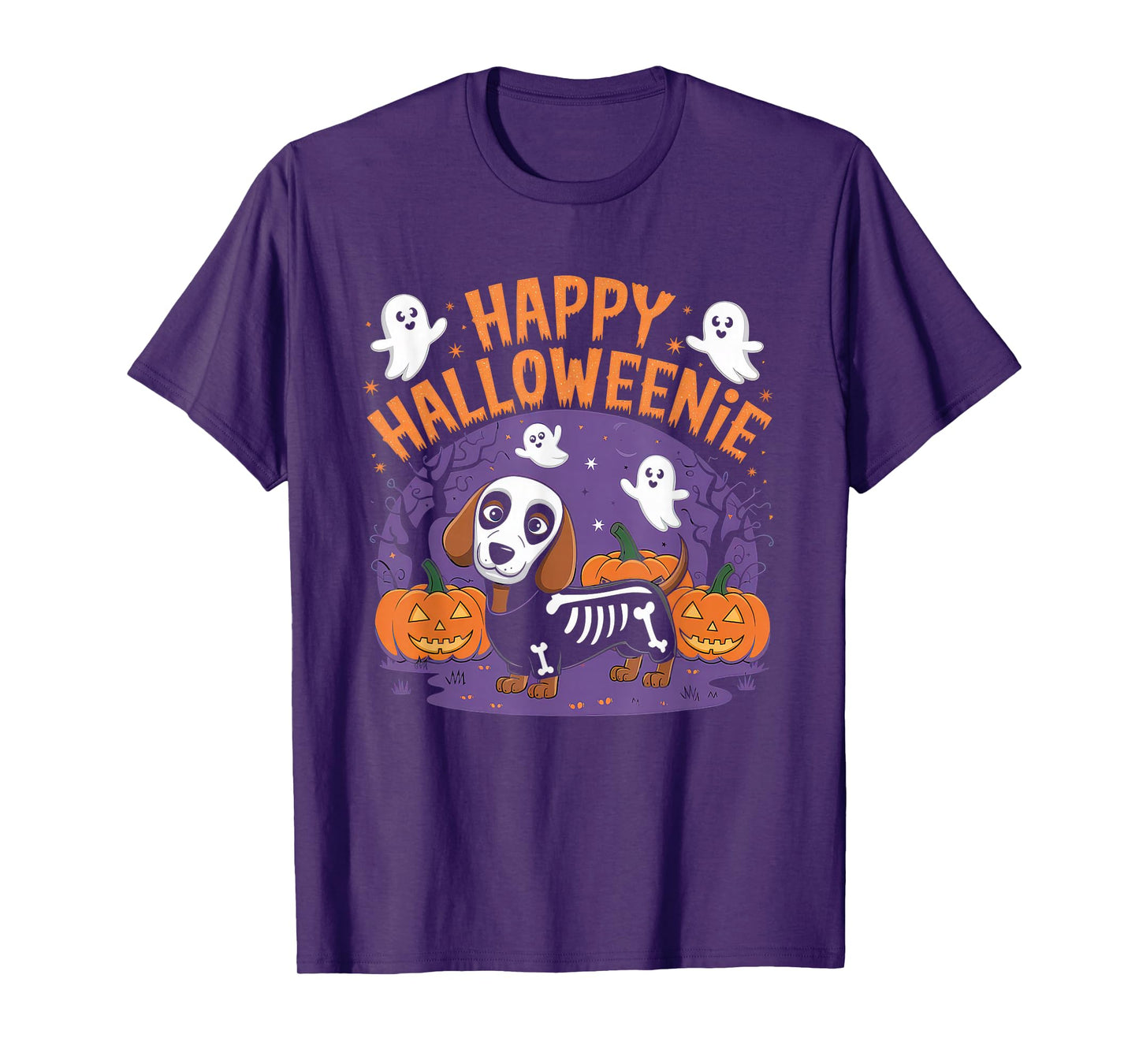 Happy Halloweenie Tshirt Women Men Wiener Monster Party T-Shirt