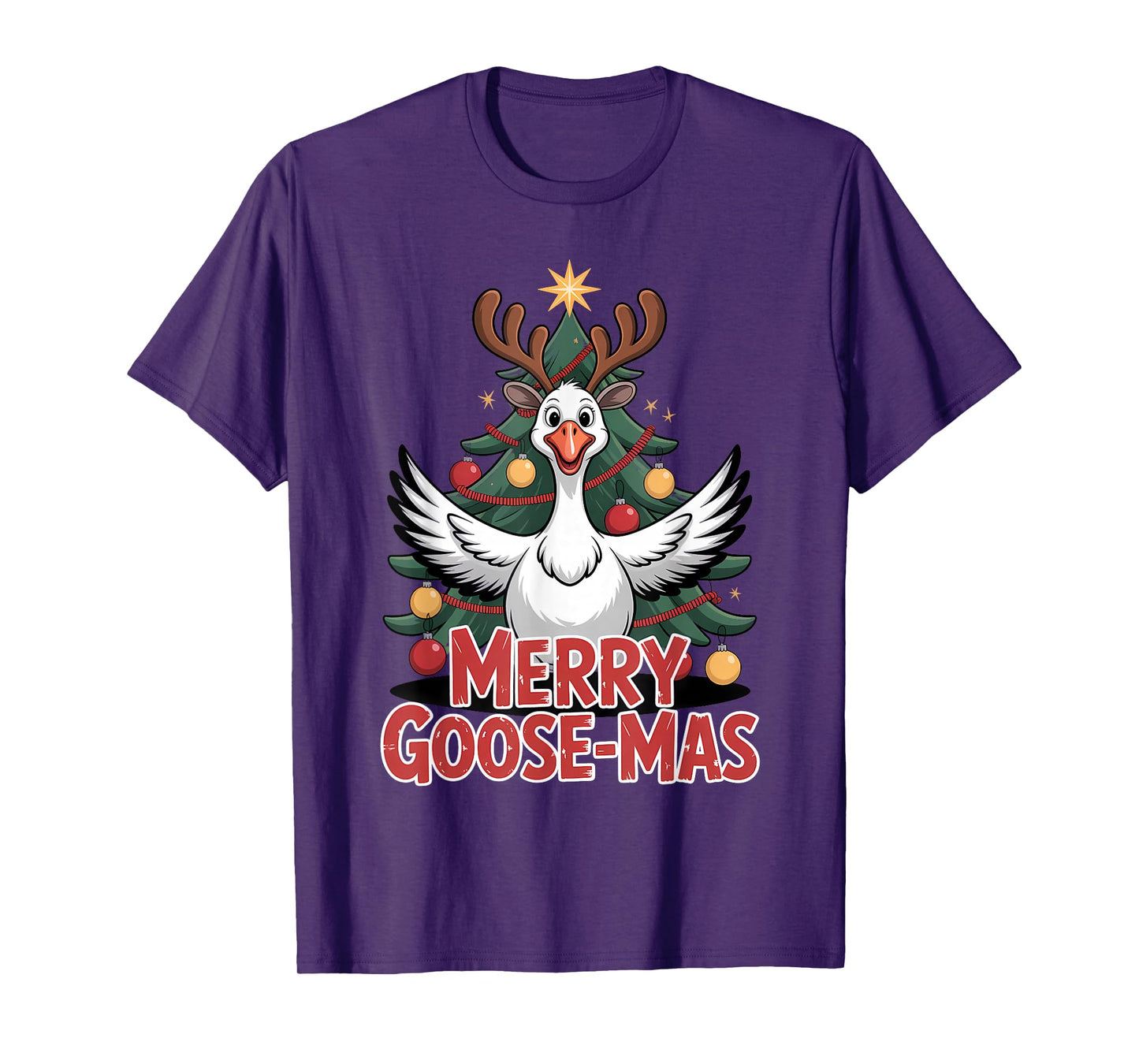 Merry Goose-mas Reindeer Antlers Funny Christmas Goose T-Shirt