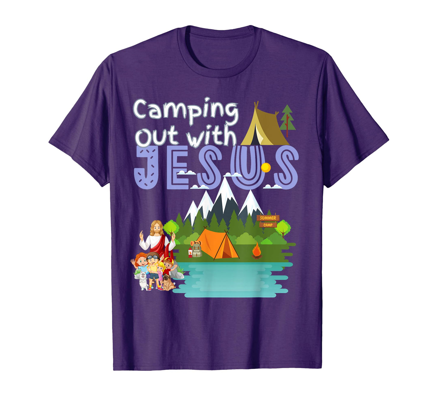 Camping Out With Jesus Summer Camp VBS Christian Kids T-Shirt