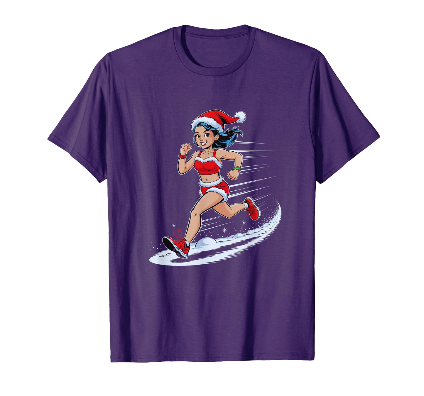 Christmas Running Santa Girl Holiday Jogger Workout Jogging T-Shirt