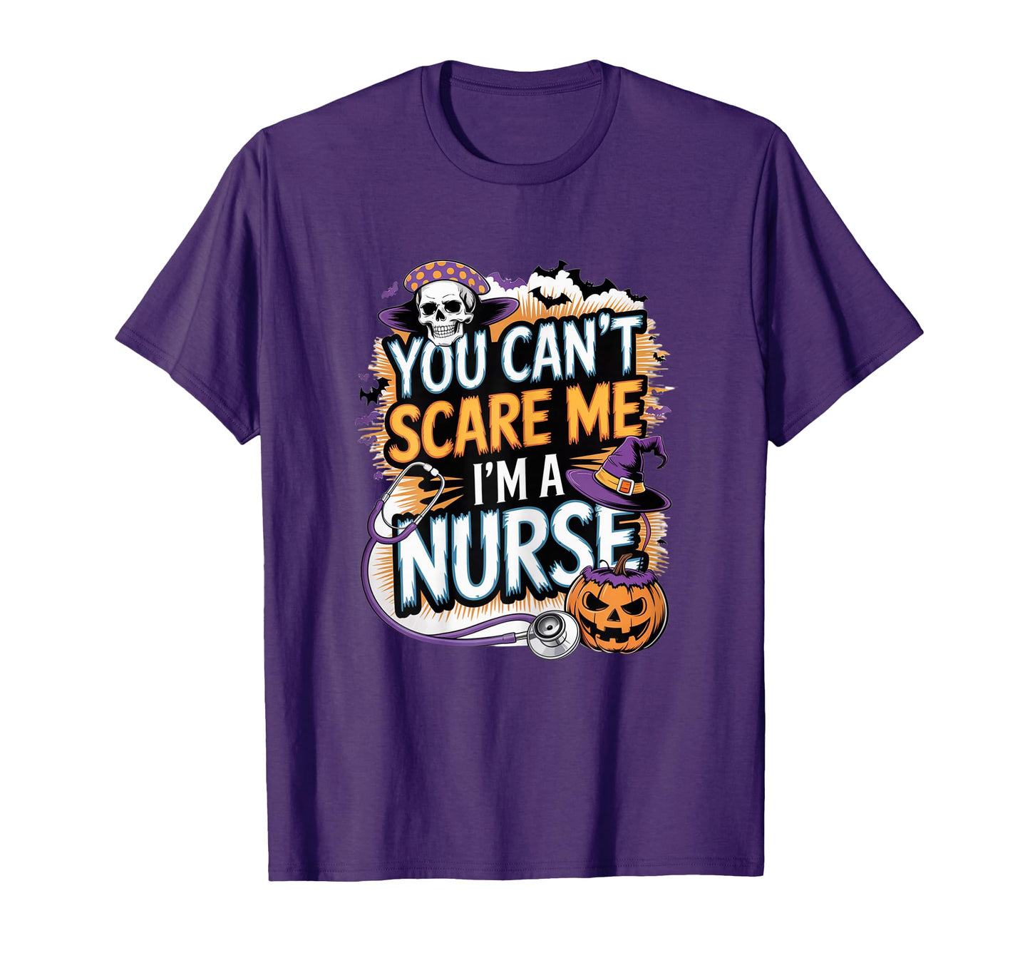 You Cant Scare Me Im a Nurse Halloween RN Witch Boo Funny T-Shirt