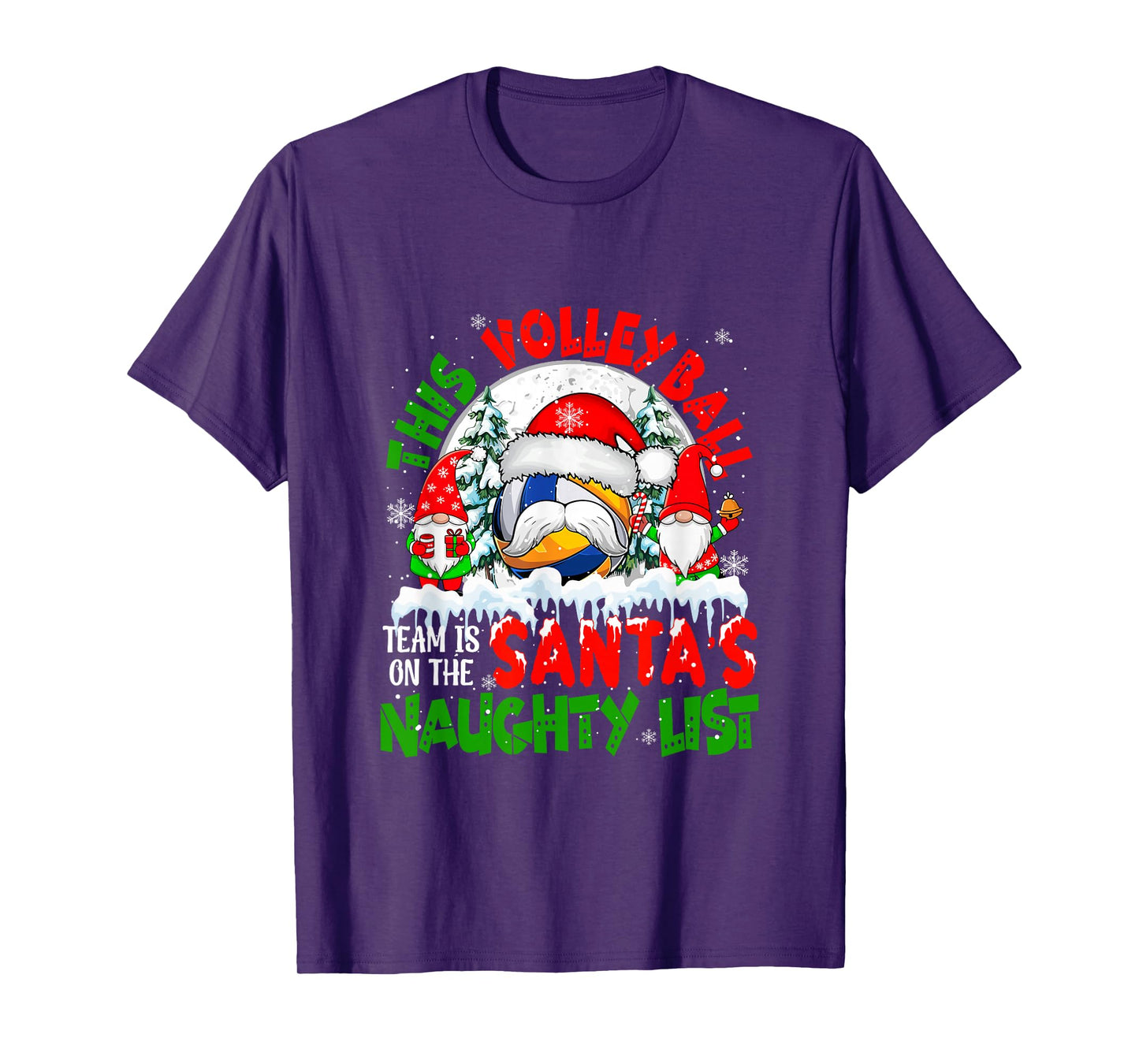 Volleyball Team is On Santa's Xmas Naughty List Funny Player T-Shirt