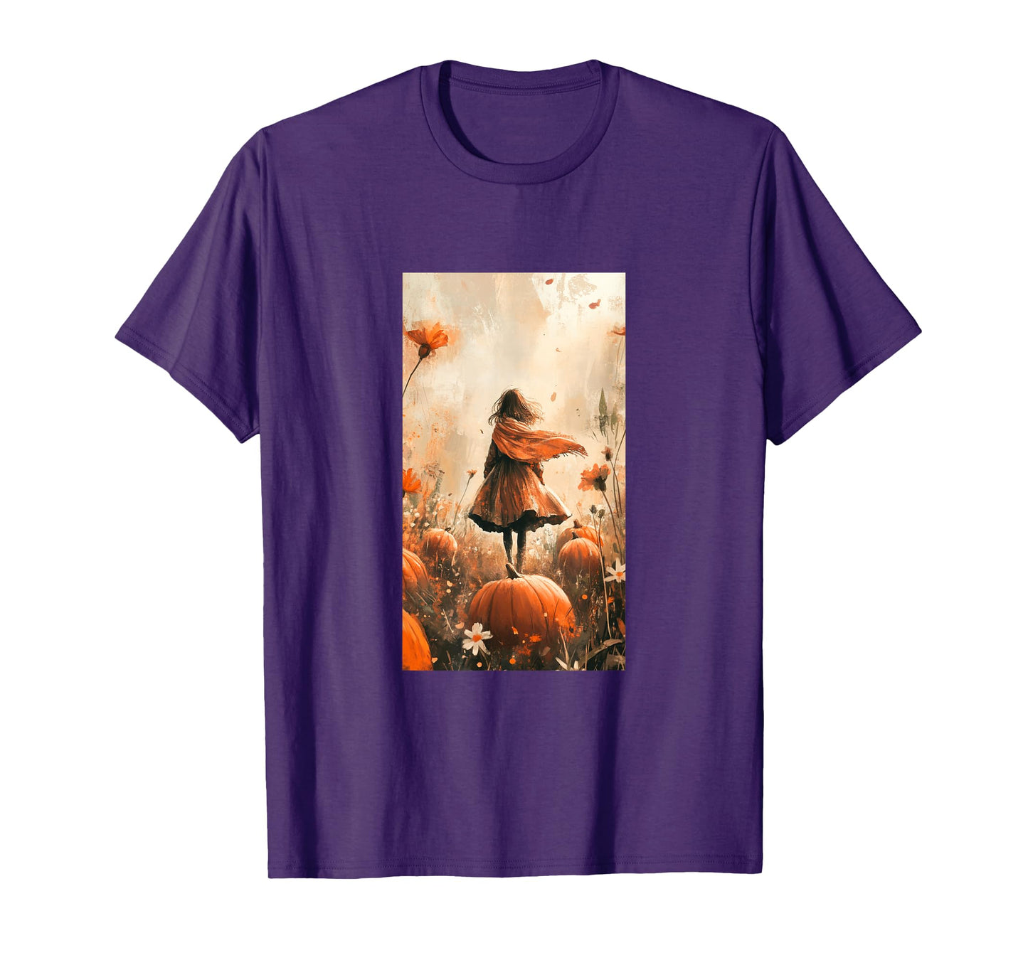 Autumn Pumpkin Flowers Nature Vintage T-Shirt