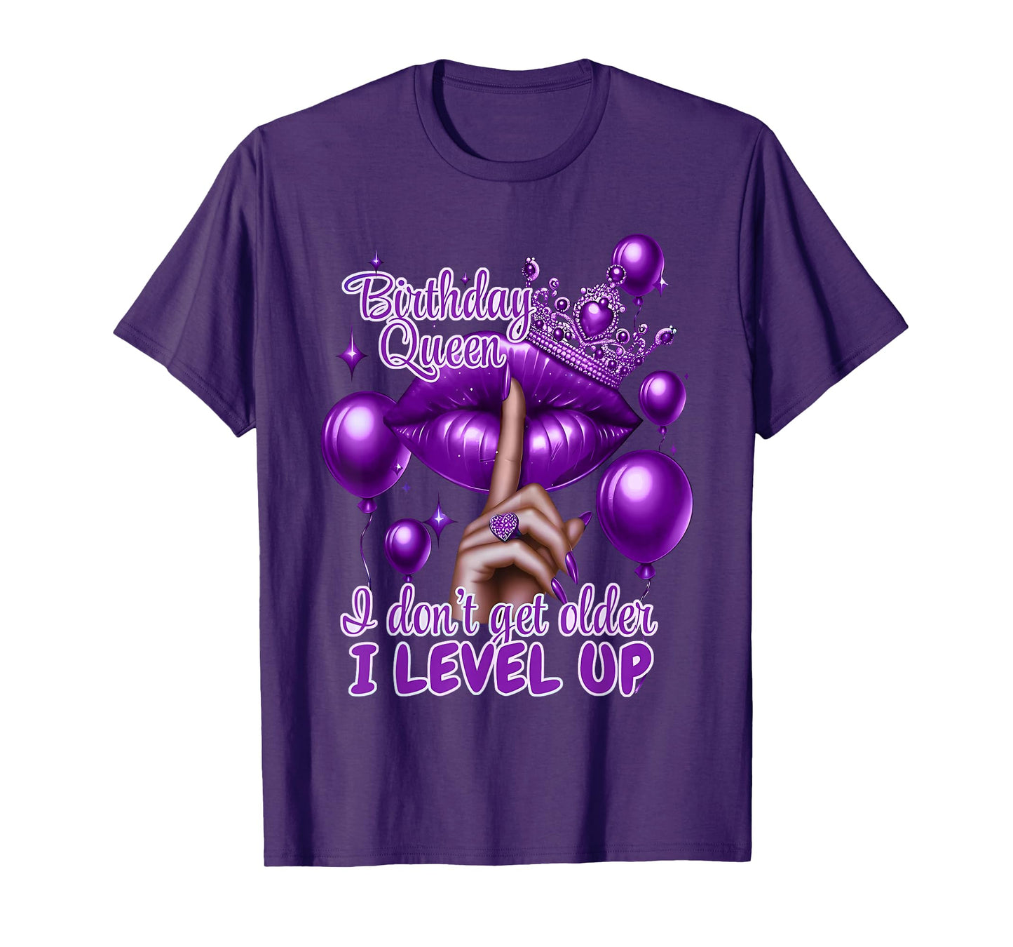 Retro Purple Birthday Queen I Dont Get Older I Level Up T-Shirt