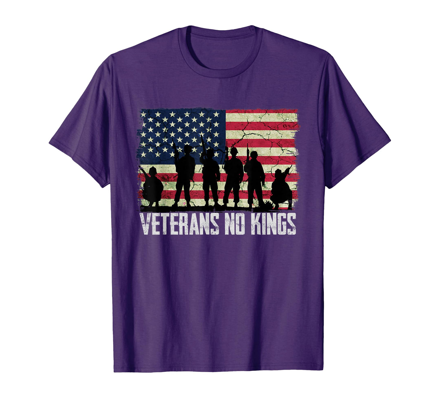 Veterans No Kings Shirt Vintage America Flag Veterans T-Shirt
