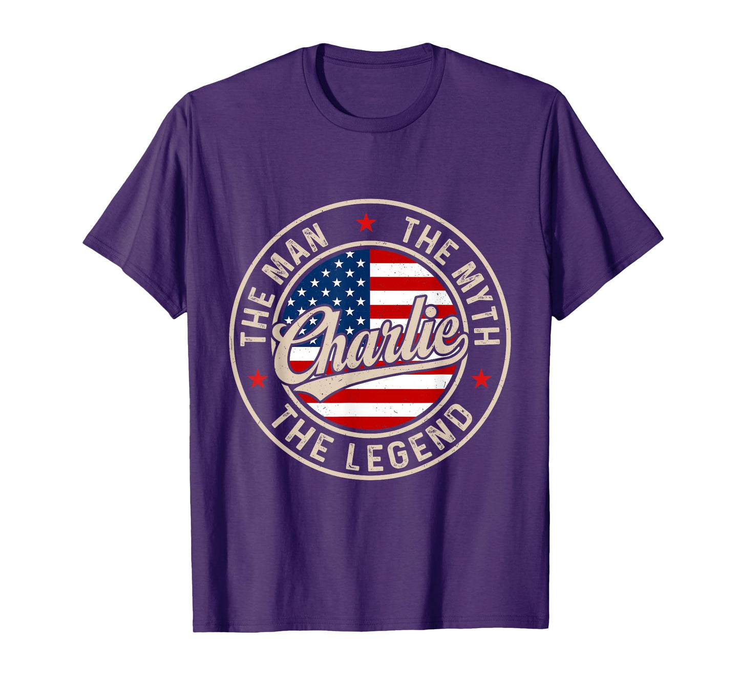Vintage Charlie The Man Myth Legend First Name America Flag T-Shirt