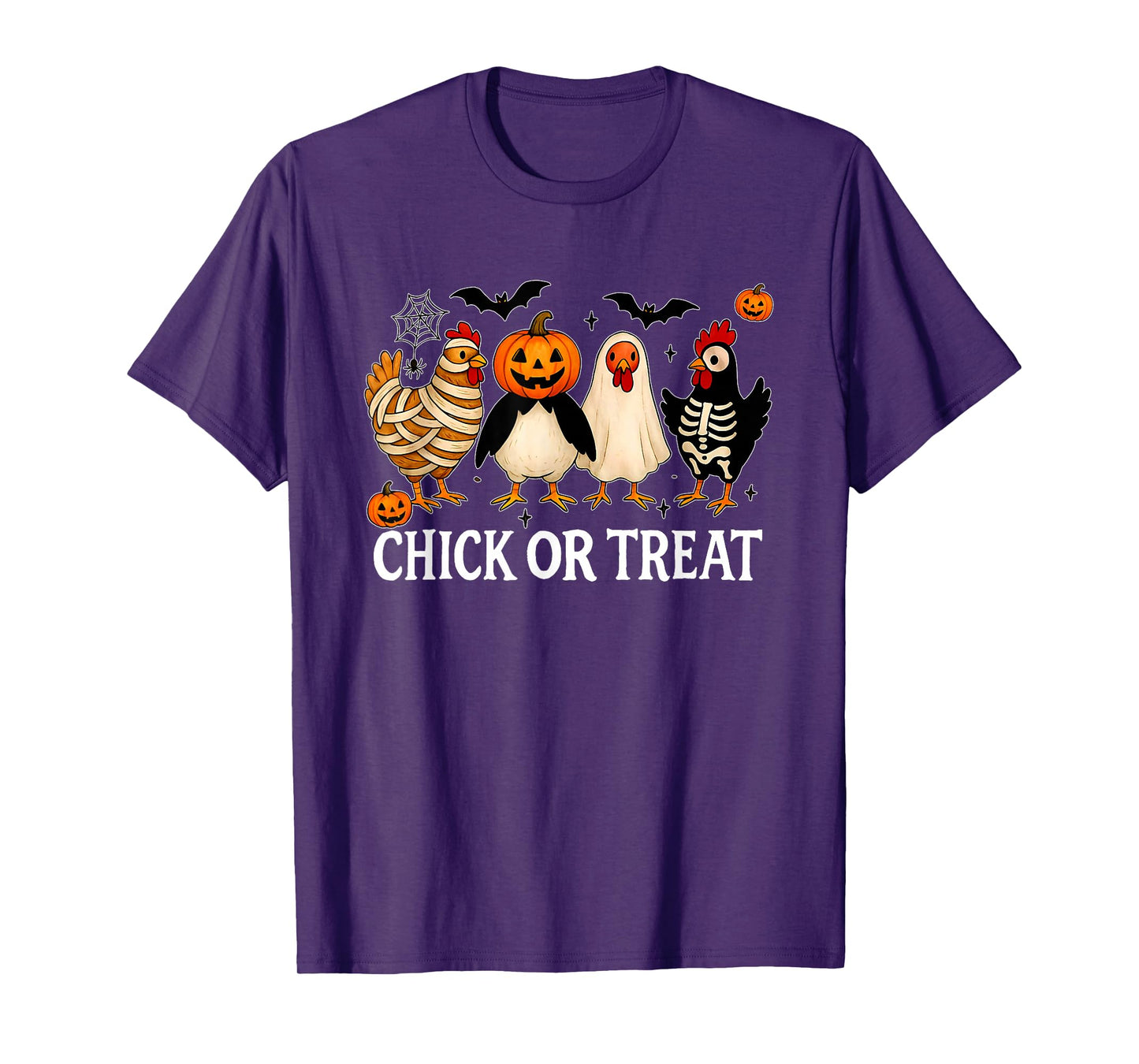 Halloween Chick Or Treat Pumpkin Spooky Witch Chicken Farmer T-Shirt