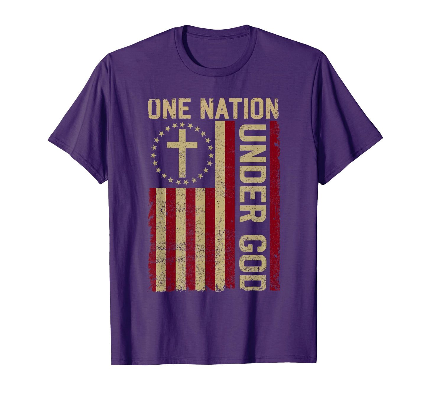 ONE NATION UNDER GOD - Christian USA Vintage American Flag Women Kids Men T-Shirt
