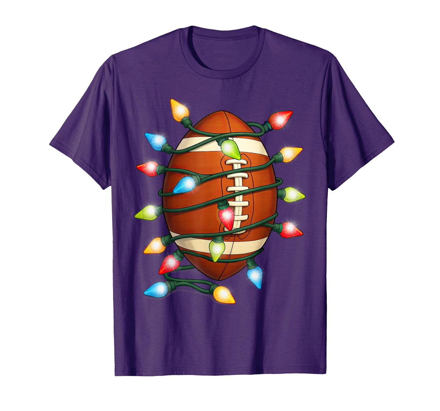 Christmas Football Ball Xmas Lights Holiday Sports T-Shirt