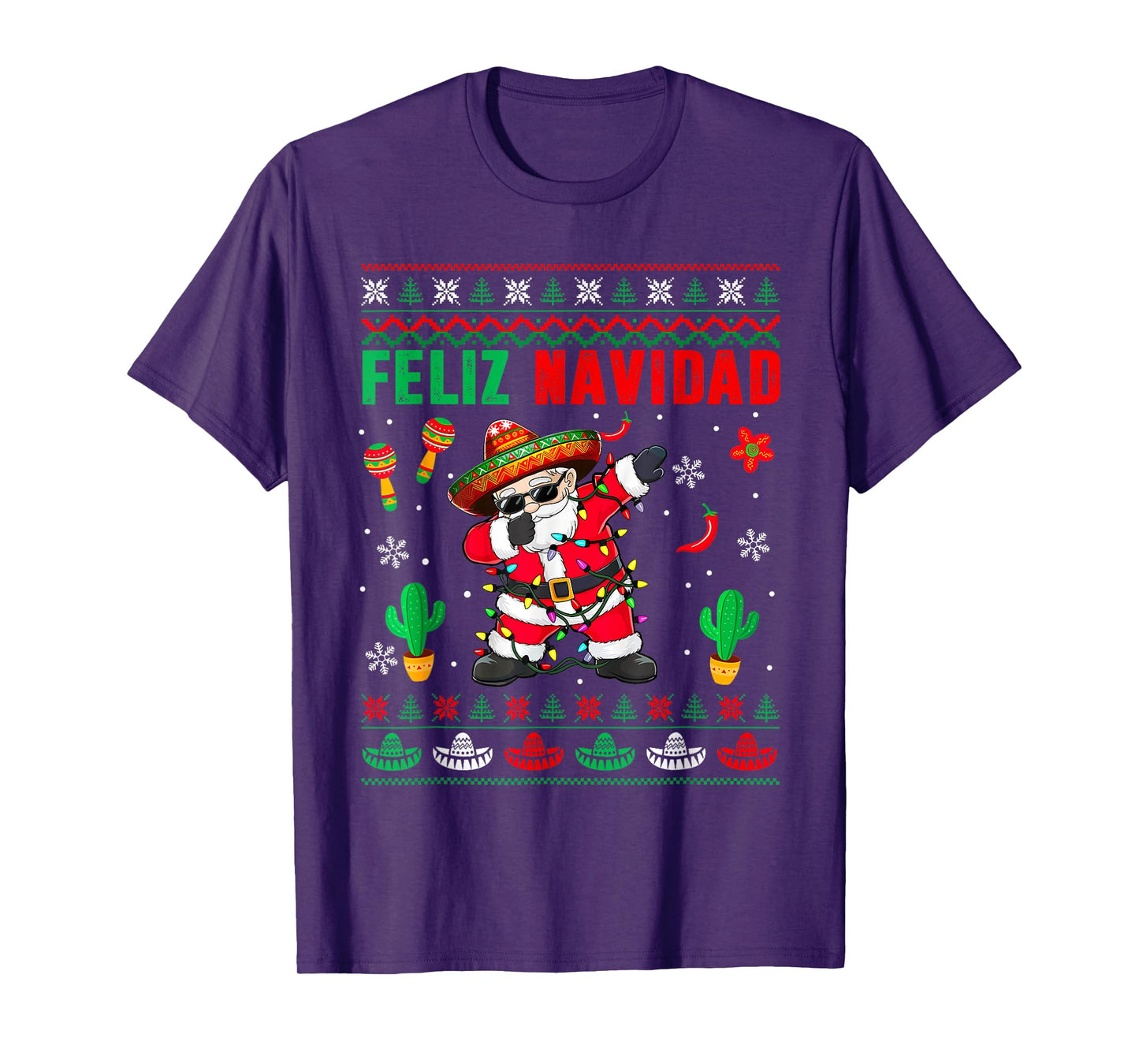 Feliz Navidad Xmas Sweater Santa Sombrero Dabbing Mexican T-Shirt