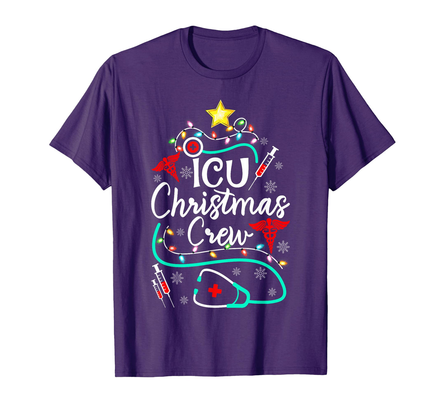 Nurse ICU Christmas Crew Nursing Christmas Tree T-Shirt