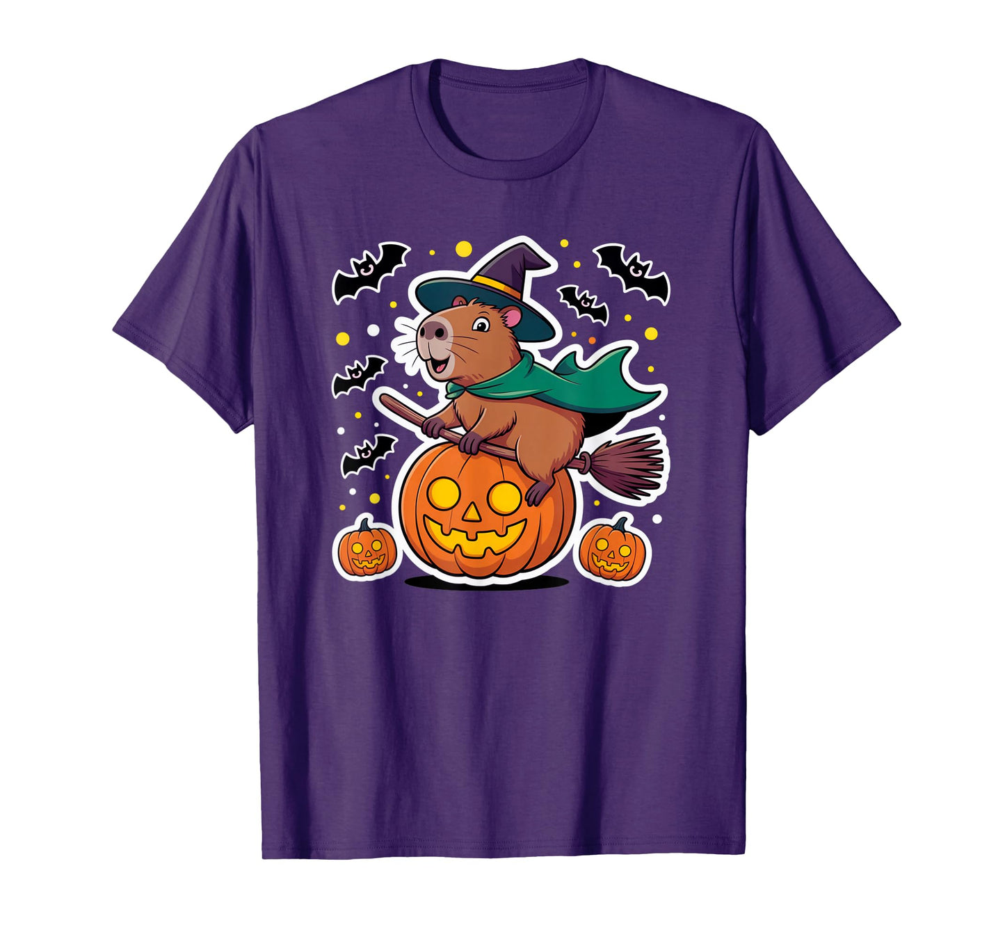 Capybara Witch Hat Halloween Candy Pumpkin T-Shirt