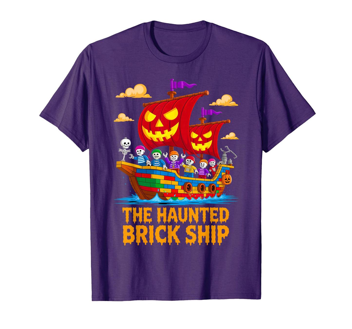 Halloween Bricks Pirate Skeleton Builder Blocks Building Toy T-Shirt