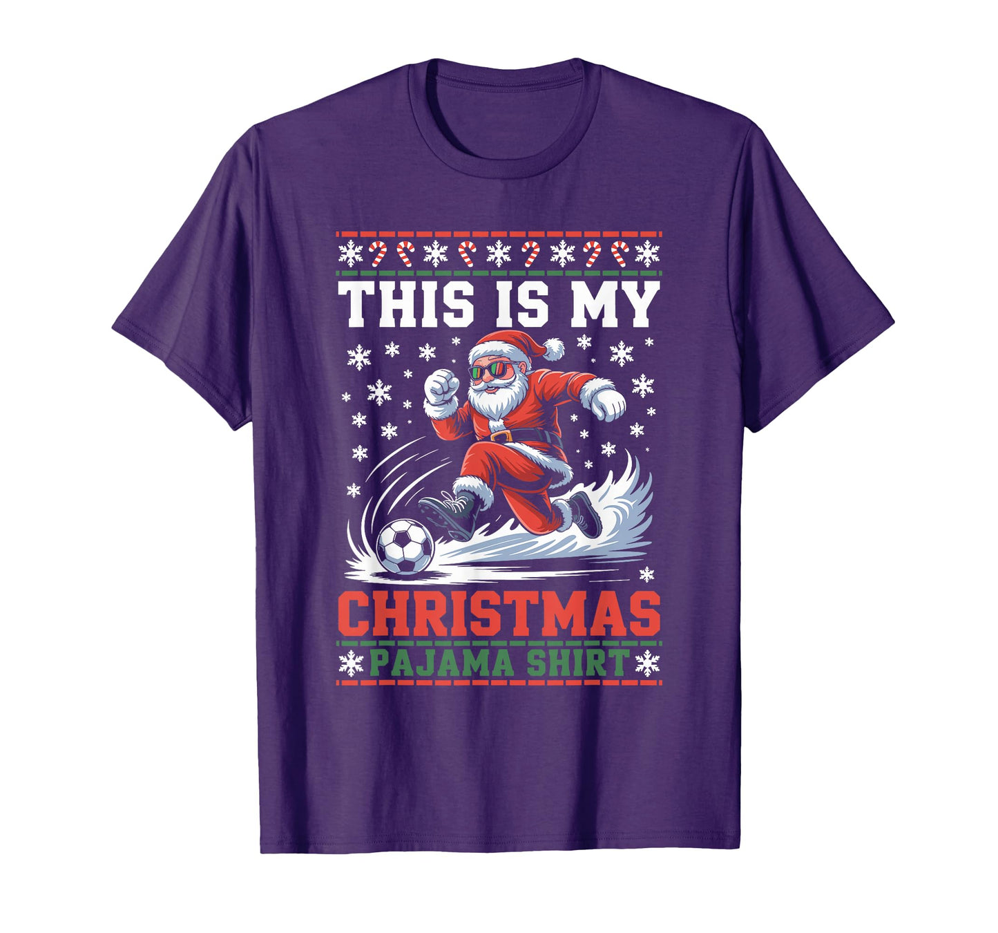 Santa Claus Soccer Player Ugly Christmas Sweater Kids Men T-Shirt